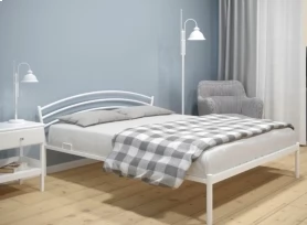 Кровать Марго Металл, 120х190 мм, Белый муар, Белый муар