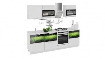 Готовый Набор для кухни длиной - 240 см (со шкафом НБ) ГН60_240_2 (НБ) белый/черный/зеленый
